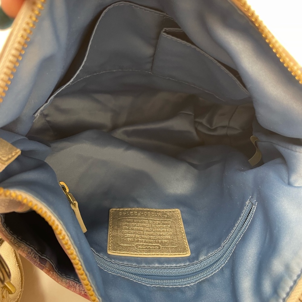Coach 2012 EUC Poppy Plaid Glam Bag Hobo Gold Leather Trim Hangtag - Picture 12 of 14